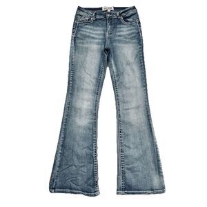 Disclosure Flared Jeans 7/9 (29x29.5) Blue Mid Rise Super Stretch Denim Womens